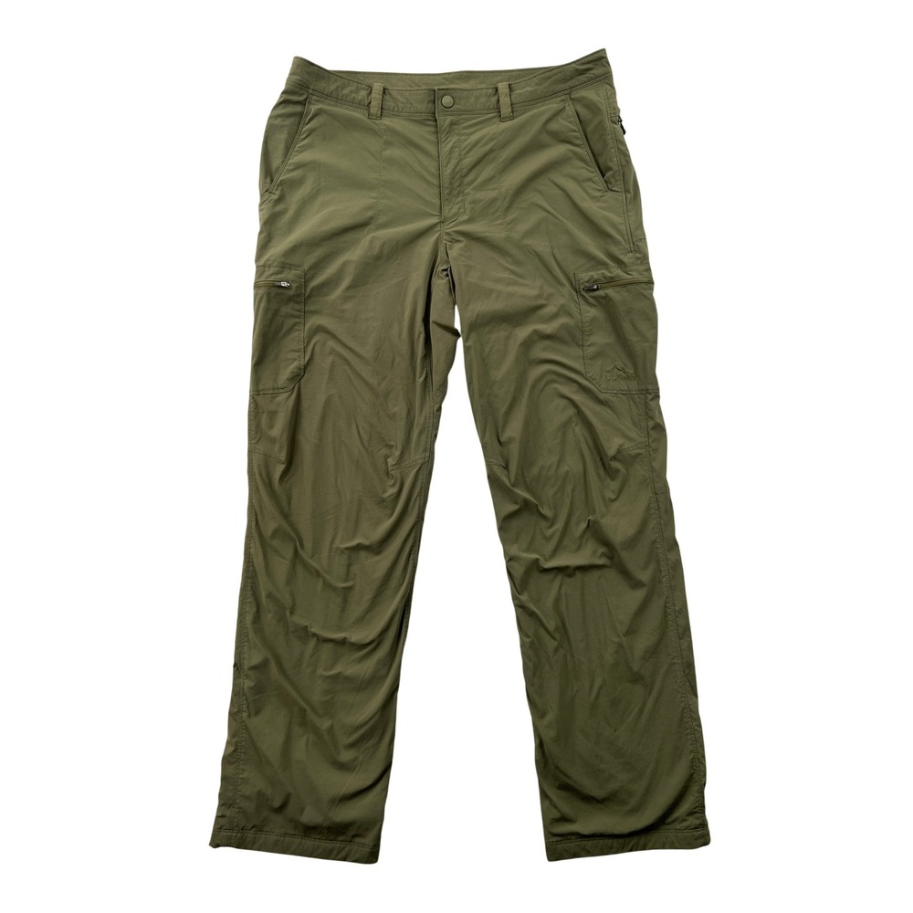 LL Bean Cresta Cargo Pants Mens 38x34 Olive Green Fleece Lined Hike Outdoor Gorp